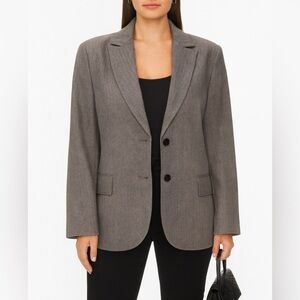 Gaia Bazer Wool Blend Herringbone Button Down Lined Chic Blazer Made In Italy 16